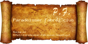 Paradeisser Fabrícius névjegykártya